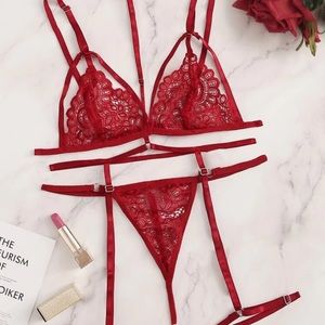 New SHEIN Red Lingerie Two piece